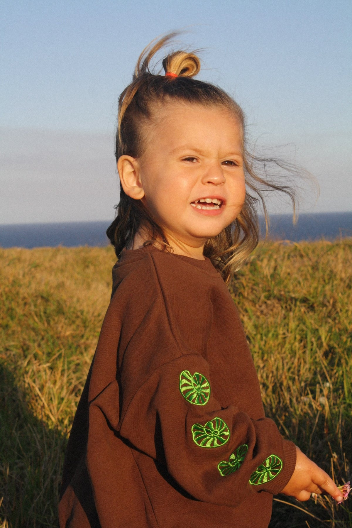 Chunky organic cotton crew jumper - chocolate