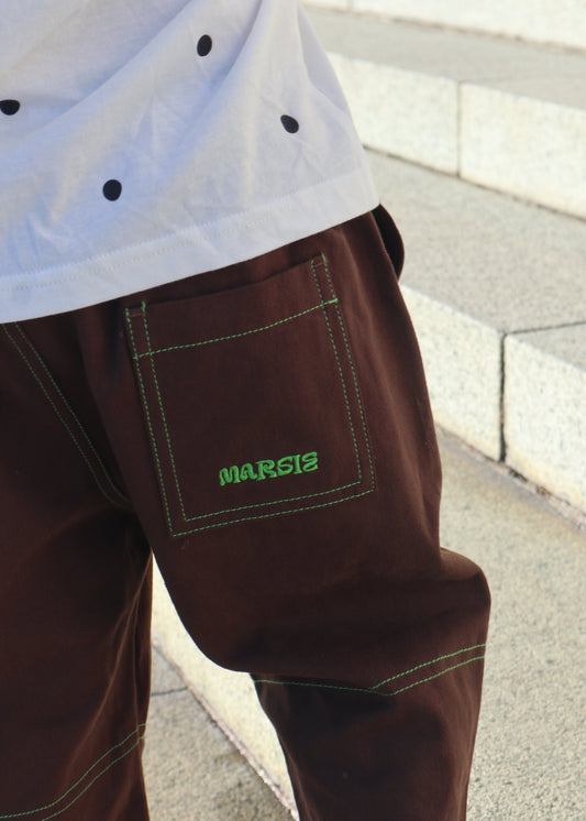 Barrel organic cotton canvas pants - chocolate