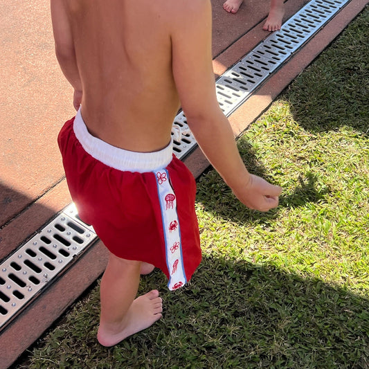 red critter billy swim short