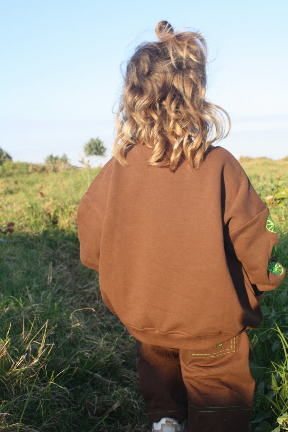 Chunky organic cotton crew jumper - chocolate