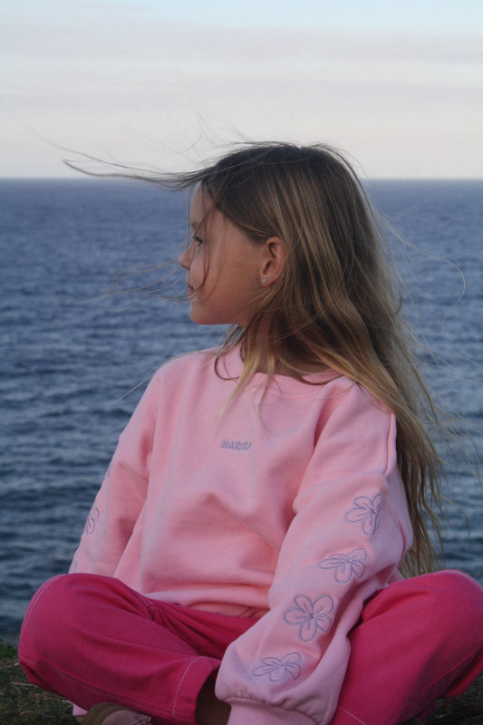 Chunky organic cotton crew jumper - pink