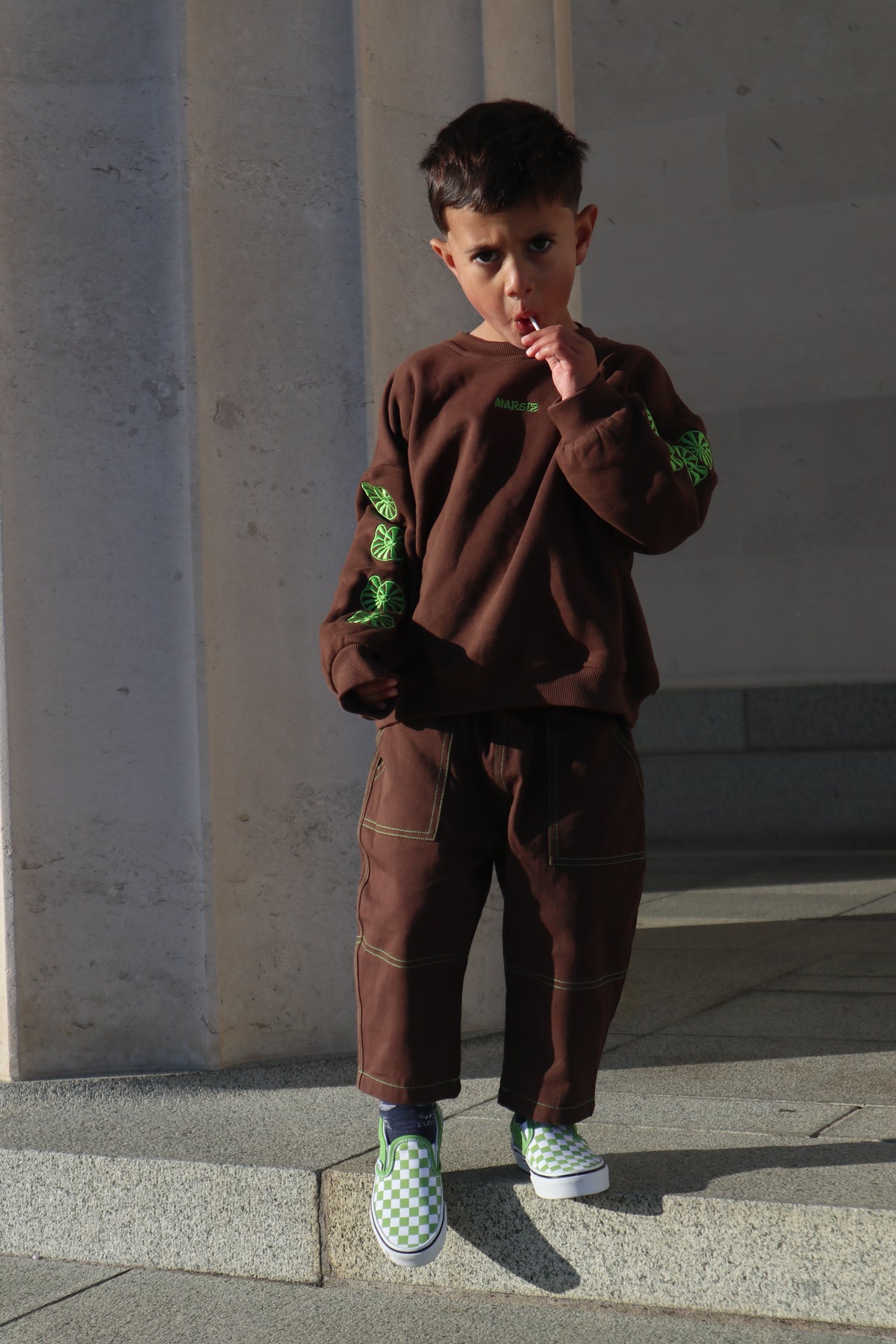 Chunky organic cotton crew jumper - chocolate