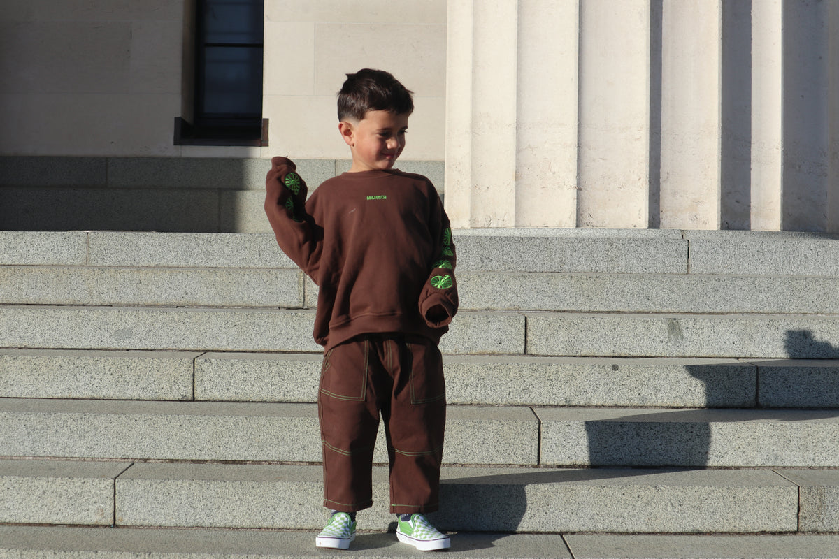 Barrel organic cotton canvas pants - chocolate