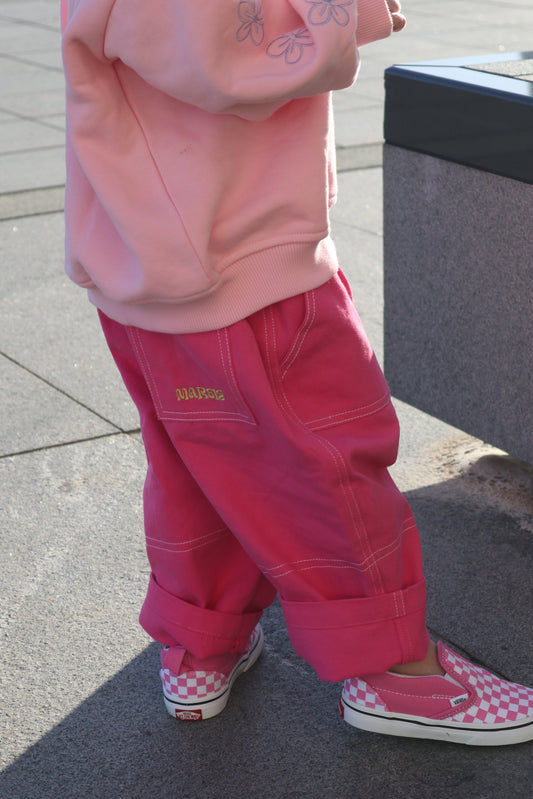 Barrel organic cotton canvas pants - pink