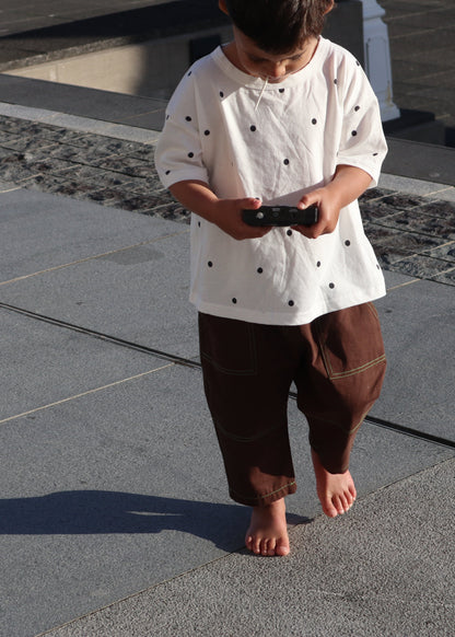 Barrel organic cotton canvas pants - chocolate