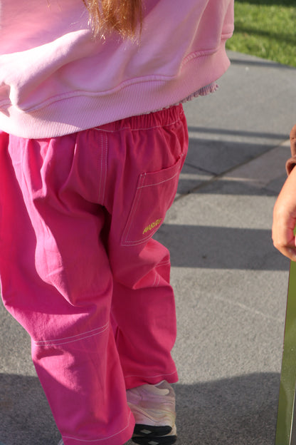 Barrel organic cotton canvas pants - pink