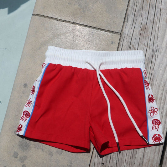 red critter billy swim short