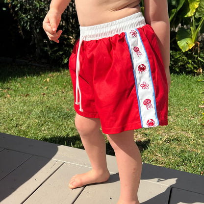 red critter billy swim short