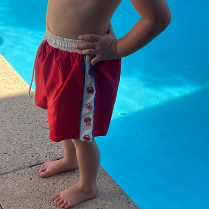 red critter billy swim short